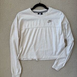 Nike Cropped Crewneck Sweatshirt Small Oatmeal Beige